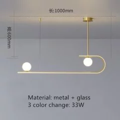 Luminaire LED suspendu au design minimaliste doré