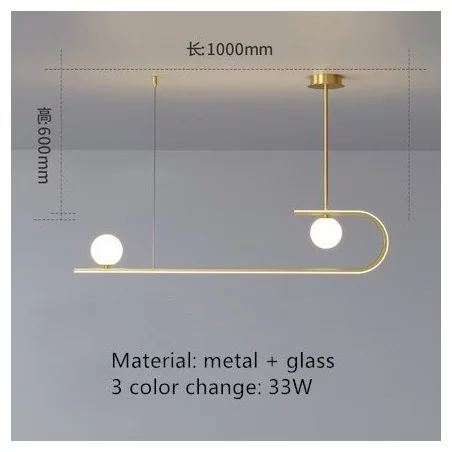 Luminaire LED suspendu design minimaliste doré