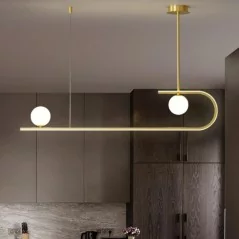 Luminaire LED suspendu au design minimaliste doré - 8