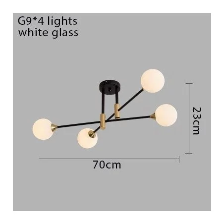 Plafonnier avec globes en verre de 4 ou 6/8 ampoules