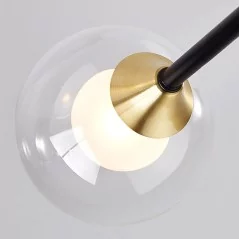 Plafonnier globes en verre et métal noir et doré