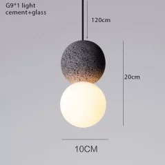 Luminaire suspendu en ciment et verre au design nordique  - 8