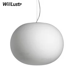 Luminaire suspendu ovale en verre blanc lait - 4