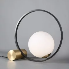 Luminaire de table avec globe en verre blanc  - 6