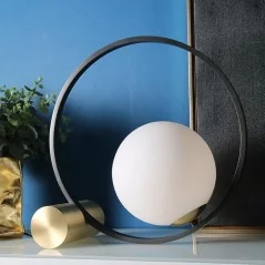 Luminaire de table avec globe en verre blanc  - 5
