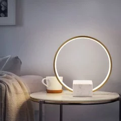 Lampe de table circulaire LED avec pied en marbre  - 3