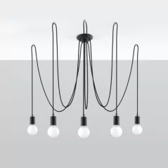 Lustre industriel noir 5 lampes moderne