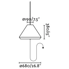 SAIGON Lampe portable et suspension grise/marron W70 hole cap