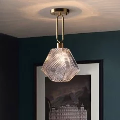 Geschmiedete Eisen Sockel, transparente Glas Lampenschirm - 1