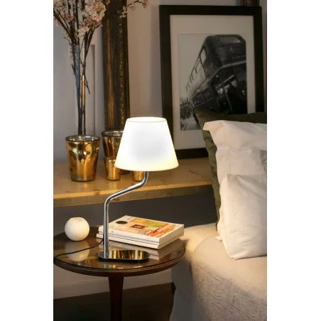 lampe de chevet originale chrome abat-jour blac
