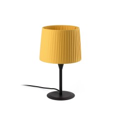 lampe de table noir abat-jour enrubanné jaune