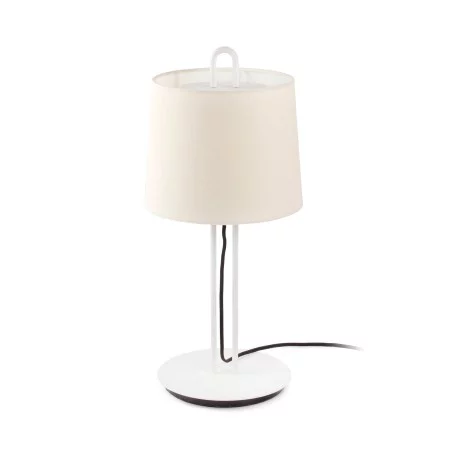 lampe de table style scandinave blanc abat-jour beige