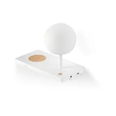 Lampe de chevet murale gauche avec interrupteur Chargeur sans fil et prise USB Blanc mat NIKO LED