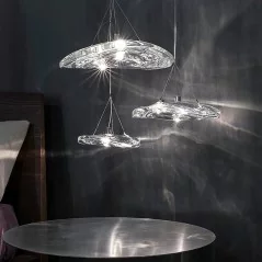 Lampe LED suspendue en verre transparent