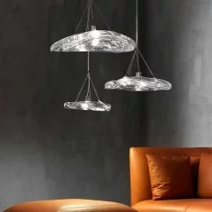 Lampe LED suspendue en verre transparent  - 1