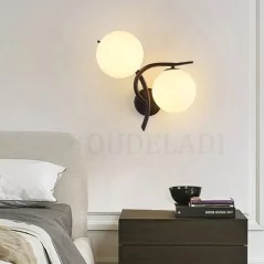 Lampe murale nordique à LED en métal avec boule de verre - 2