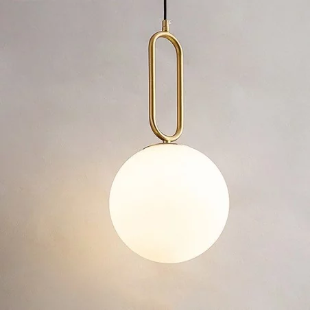 Lampe suspendue en verre dorée  - 1