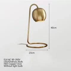 Lampe de table plaquée cuivre E14  - 1