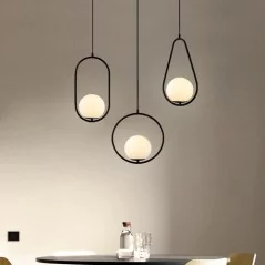 Eclairage suspendu style nordique avec globe de verre  - 12