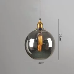 Lampe Suspension vintage en verre fumé