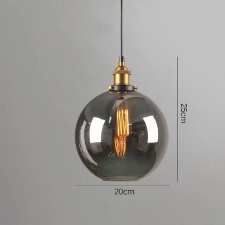 Lampe Suspension industrielle vintage en verre fumé