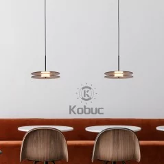 Eclairage intérieur suspension Led en forme de boule de verre gris ambre design