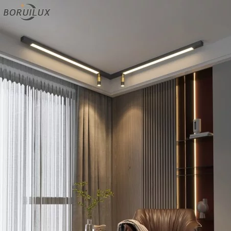 Plafonnier LED au design moderne simpliste, disponible en noir et en or, luminaire décoratif de plafond, idéal pour un salon, un