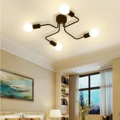 Plafonnier en fer forgé, design nordique et rétro, luminaire décoratif de plafond, idéal pour un loft, un salon, ou une chambre 