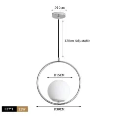 Lampes suspendues LED nordiques boule de verre et laiton chromé  - 6