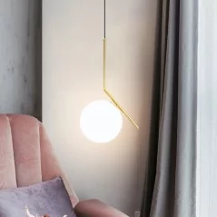 Lampes suspendues LED nordiques boule de verre et laiton chromé - 2