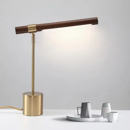 Lampe de table LED moderne en fer forgé et bois