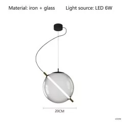 Lampe LED suspendue en verre gris fumé design - 5