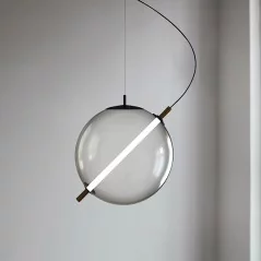 Lampe LED suspendue en verre gris fumé design  - 1
