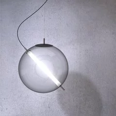 Lampe LED suspendue en verre gris fumé design