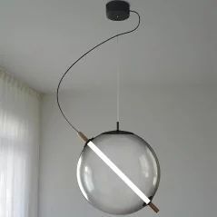 Lampe LED suspendue en verre gris fumé design - 3