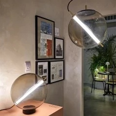 Lampe LED suspendue en verre gris fumé design - 9
