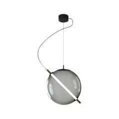 Lampe suspendue luxe verre gris fumé design