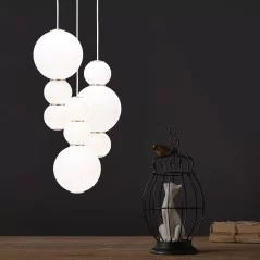 Luminaire suspendue en forme d'île avec boules de verre  - 3