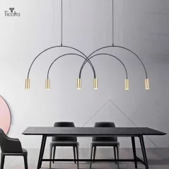 Luminaire suspendu au design nordique en forme d'arc, disponible en noir ou or - 11